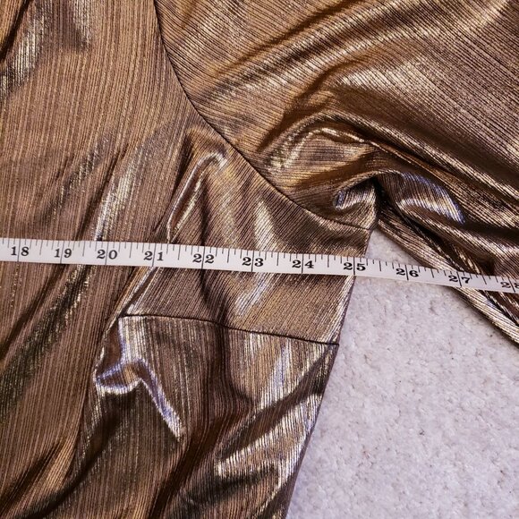 Nina Parker Bronze Metallic Duster Pants Coord Set Party Festive Holiday 2X NWT - Picture 14 of 15
